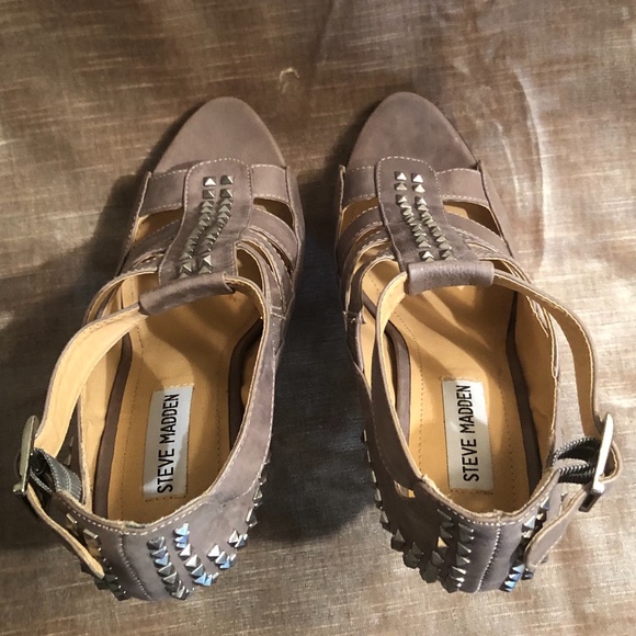 Steve Madden Hailley Studded Leather Cage Sandals - Picture 9 of 11
